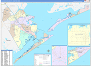 Galveston-Texas City Metro Area Wall Map Color Cast Style